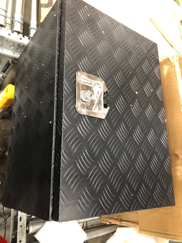 Photo 1 of 24 Inch Aluminum Diamond Plate Tool Box Truck Tool Box Underbody Box Waterproof Square Truck Storage Organizer Chest T-Handle Lock and Keys Included 24"