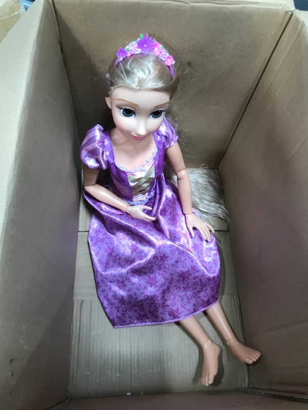 Photo 2 of **SEE NOTES**Disney Princess Rapunzel Doll Playdate 32” Tall & Poseable, My Size Articulated Doll in Purple Dress, Comes with Brush to Comb Her Long Golden Hair, Flower Garland Hairband & Hair Pins
