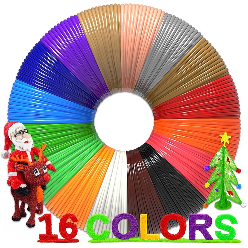 Photo 1 of 16-Color 320ft PLA 3D Pen Filament Refills - 1.75mm, Kids Safe, 250 Stencils eBook - For SCRIB3D P1 and MYNT3D Pens