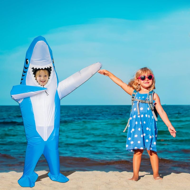 Photo 1 of Inflatable Shark Costume Kids, Halloween Shark Inflatable Costumes Funny Blow up Costume for Boys Girls
