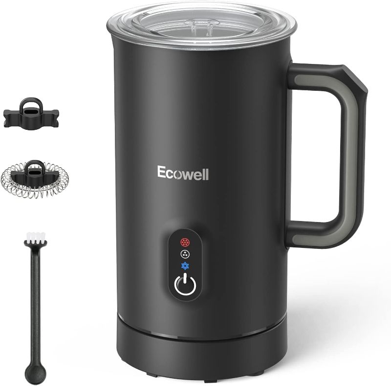 Photo 1 of ECOWELL Milk Frother and Steamer, Frother for Coffee, 8.1oz/240ml Coffee Frother Electric, Warm and Cold Foam Frother, Milk Steamer and Frother for Latte, Macchiato, Cappuccinos, WMMF01, Black
