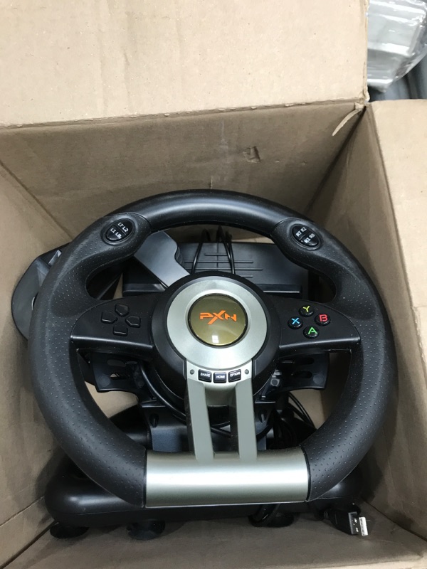 Photo 3 of **USED/DIRTY**
7PXN PC Racing Wheel, V3II 180 Degree Universal USB Car Sim Game Steering Wheel with Pedals for PS3, PS4, Xbox One, Xbox Series X/S, Switch (Black)