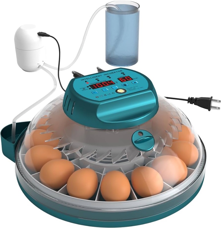 Photo 1 of Hethya 15 Eggs Incubator with Automatic Humidity Control, Pulse Heating Temperature control, Automatic Egg Turning, Incubator for Hatching Eggs, Chick, Quail egg, with Egg Candler