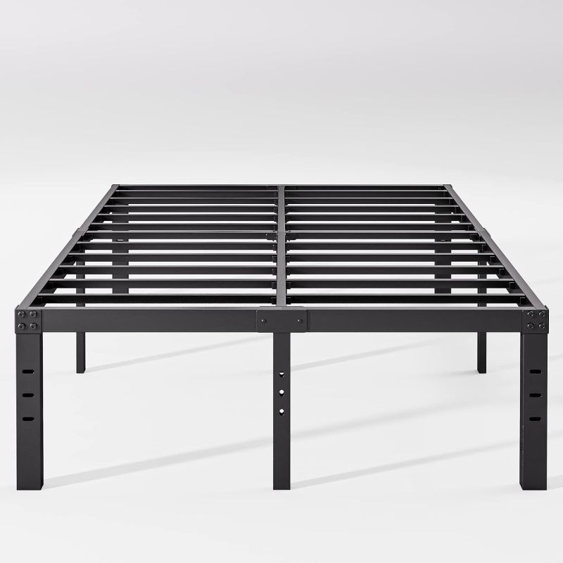 Photo 1 of 18 Inch High King Bed Frame No Box Spring Needed, Heavy Duty King Platform Bed Frame for Heavy People, Easy Assembly, Noise Free, Black