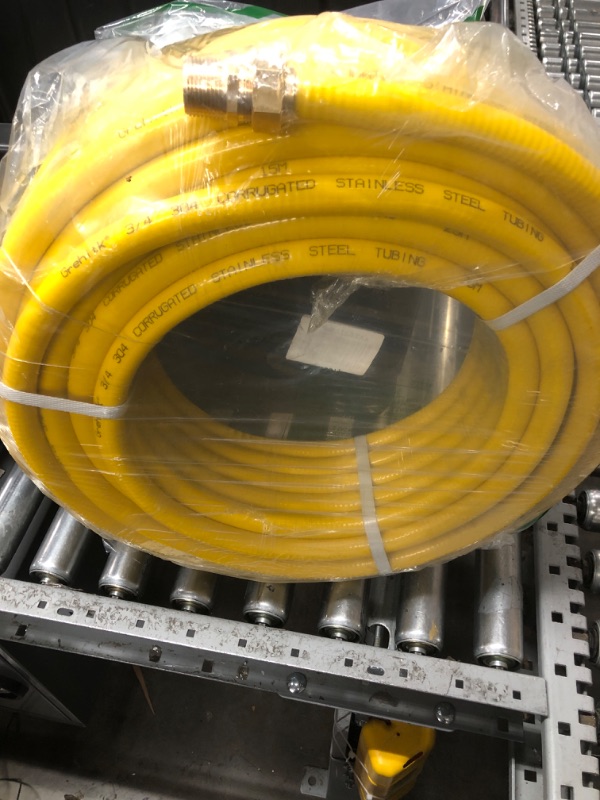 Photo 1 of 100ft 3/4'' Flexible Gas Line, CSST Corrugated Stainless Steel Tubing Pipe Kit, Natural Gas Line Propane Pipe Conversion Kit Grill Hose with 2 Male Adapter Fittings (100ft 3/4'')
