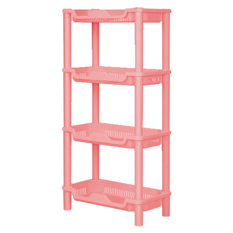 Photo 1 of *Not exact* 4 Tier Shower Caddy Organizer Shelf Standing, Rustproof, Plastic Floor Storage Rack for Bathroom, Countertop, Shower pan, Narrow Place, Pink
