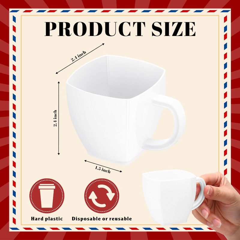 Photo 3 of (READ FULL POST) Amyhill 100 Pcs Plastic Disposable Coffee Mugs 5oz Square Espresso Mugs w