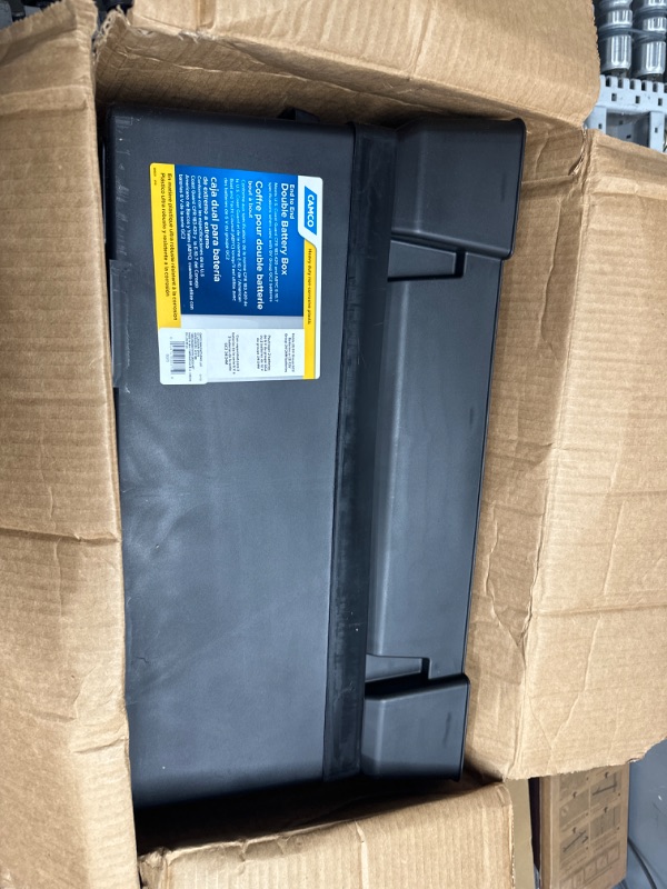 Photo 2 of Camco Heavy Duty Double Battery Box with Straps and Hardware - Group GC2 | Safely Stores RV, Automotive, and Marine Batteries | Measures Inside 21-1/2" x 7-3/8" x 11-3/16" | (55375) Frustration Free Packaging Double Battery Box