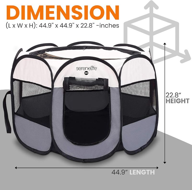 Photo 1 of *Not Exact* Large Portable Foldable Pet Tent - 8-Panel Cat Dog Mesh Exercise Playpen w/Folding Food/Water Bowl - Kennel House Playground Play Pen Yard Crib for Puppy, Kitten, Rabbit, Bunny Medium Grey