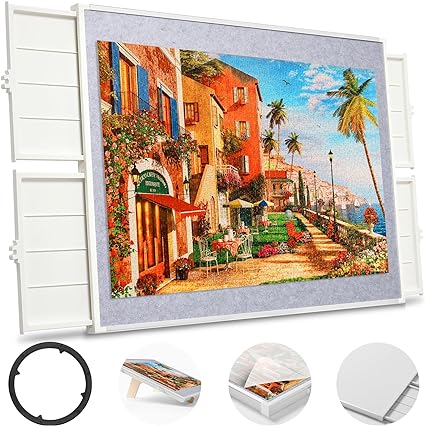 Photo 1 of 1500 Pieces Rotating Puzzle Board with Drawers and Cover, Dual-Sided 35”x27”Portable Jigsaw Puzzle Table,Tilt&Lazy Susan,Gift for mom Adults
