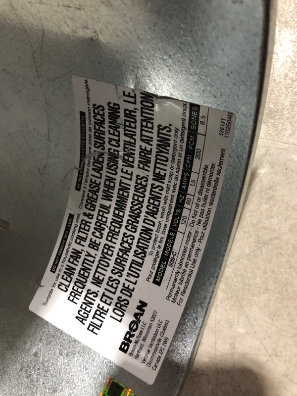 Photo 4 of ***BRACKET FOR FAN BROKEN - NO PLASTIC COVER***
Broan-NuTone 509 Through-the-Wall Ventilation Fan White Cover, 200 CFM, 8.5 Sones, 8" No Switch Dial