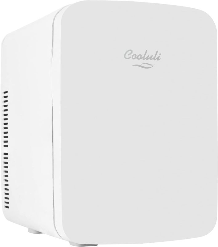 Photo 1 of Cooluli 15L Mini Fridge for Bedroom, Car, Office Desk & College Dorm - 12V Portable Cooler & Warmer for Food, Drinks, Skincare - AC/DC Small Refrigerator with Glass Front, White
