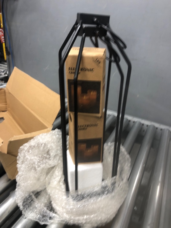 Photo 1 of HPC Decor 19.5'' 17'' Lanterns Decorative w/ Flickering LED Candles- Large Tall Black Metal Candle Lanterns Set of 2- Modern Farmhouse Lanterns Decor for Indoor,Outdoor,Tabletop,Porch (No Glass) 19inch and 17inch