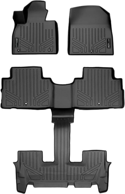 Photo 1 of SMARTLINER Custom Fit Floor Mat Black 2 Row Liner Set Compatible with 2020-2023 Hyundai Palisade w/ Bucket Seats