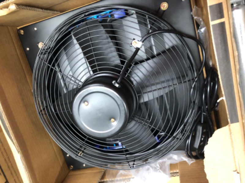 Photo 1 of HG Power 14 Inch Exhaust Fan, 882CFM Shutter Exhaust Fan, Wall Mounted Attic Fan with Steel Mesh Screen, 8FT Long Power Cord, ON/OFF Switch for Shed, Garage, Greenhouse Ventilation, Black