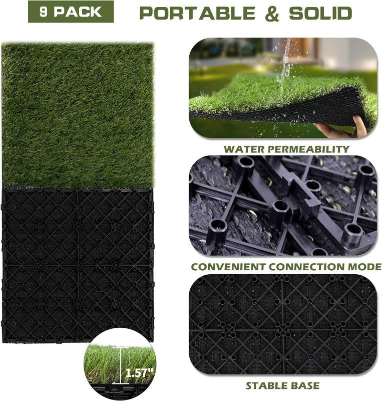 Photo 3 of (READ FULL POST) Pack 1'X1' Artificial Grass Upgrade Interlocking Grass Tiles- Synthetic Square Grass For Dogs