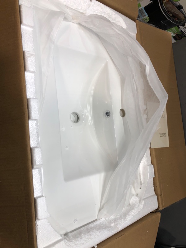 Photo 2 of Lordear White Bathroom Sink One Hole Drop In 24 X18 Inch One Holes Porcelain Ceramic Bathroom Vanity Top Sink Basin 24" White 24"x18" - 1Hole