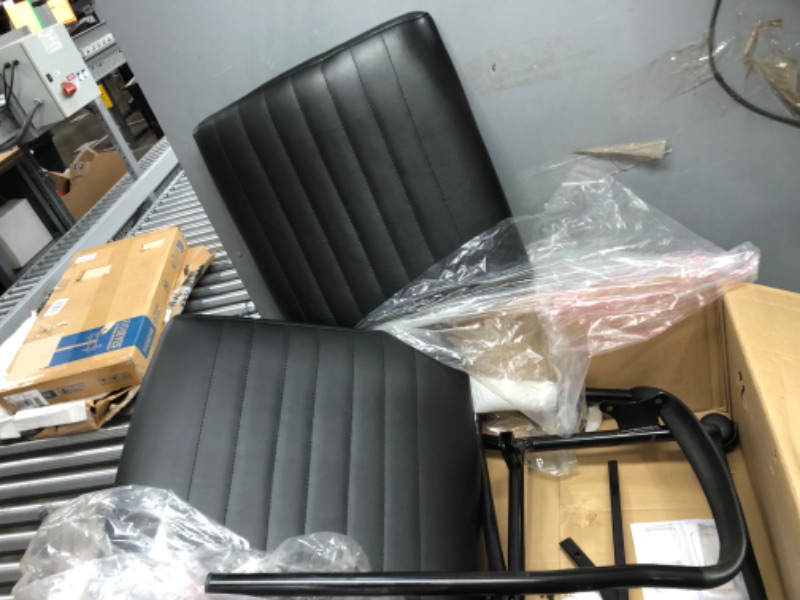 Photo 1 of MISSING MANUAL Office Star FL Series Faux Leather Padded Guest Chair with Built-in Lumbar Support and Casters
