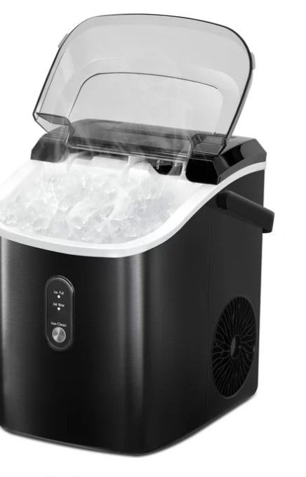 Photo 1 of Auseo Nugget Ice Maker Countertop with Soft Chewable Pellet Ice, 33lbs/24H, Self-Cleaning Function, Stainless Steel, for Party/Kitchen/Office-Black
