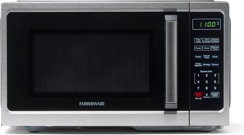 Photo 1 of Farberware Countertop Microwave 900 Watts, 0.9 Cu. Ft. - Microwave Oven With LED Lighting and Child Lock - Perfect for Apartments and Dorms - Easy Clean Stainless Steel
