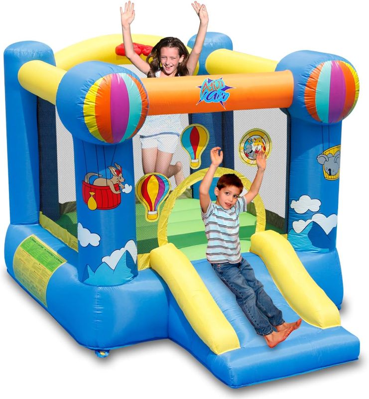 Photo 1 of ******UNKNOWN IF HSAS HOLES**********
.ACTION AIR Bounce House, Inflatable Hot Air Balloon Bouncer with Air Blower, Jumping Bouncy Castle with Slide for Outdoor and Indoor, Love for Kids
