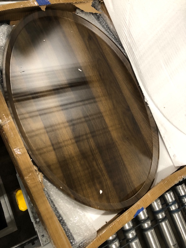 Photo 1 of Wooden Coffee Table,Industrial Nesting Tables Oval Coffee Table Tea Table Modern Sofa Table End Tables for Living Room Home Office Apartment Coffee House(32")