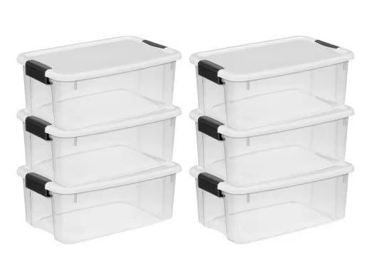 Photo 1 of 18 Qt. Durable Storage Box in Clear (6-Pack)
