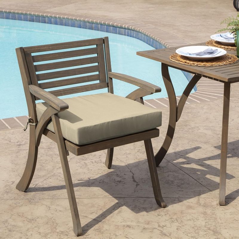 Photo 3 of (2) Arden Selections Outdoor Seat Cushion 21 x 21, Tan Leala 21 x 21 Seat Cushion Tan Leala