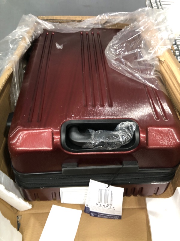 Photo 3 of Coolife Luggage Expandable Suitcase PC+ABS 3 Piece Set with TSA Lock Spinner 20in24in28in new wine red