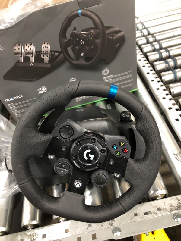 Photo 4 of Logitech G923 Racing Wheel and Pedals for Xbox X|S, Xbox One and PC featuring TRUEFORCE up to 1000 Hz Force Feedback, Responsive Pedal, Dual Clutch Launch Control, and Genuine Leather Wheel Cover Xbox|PC Wheel Only