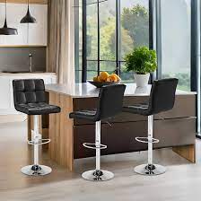 Photo 1 of ***SEE NOTES*** NEWBULIG Bar Stools Set of 2, Counter Height Barstools,Square Seat Cushion Barstool with Back, Height Adjustable PU Leather Swivel Barstool with Footrests for Kitchen,Island,Cafe,Pub,Black set of 2