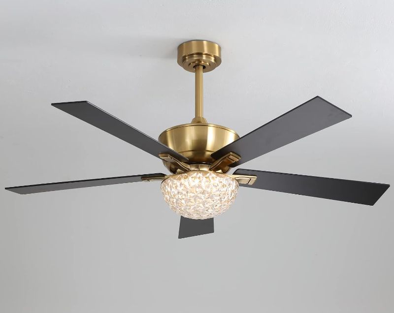 Photo 1 of (PARTS ONLY/ NO REFUNDS)  Breezary 52 Inch Ceiling Fan with Lights Remote Control, Modern Gold and Black