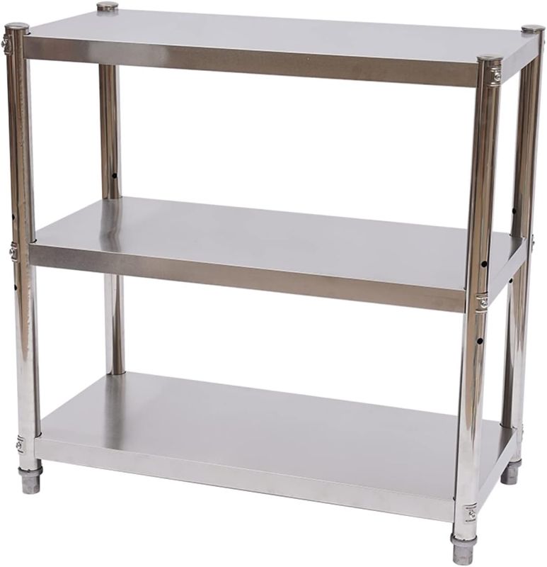 Photo 1 of *Check clerk comments*Stainless Steel Shelves 3 Tier Storage Shelves, Heavy Duty Garage Storage Shelves for Kitchen Commercial Office Garage Storage?Metal Shelving Unit Utility Rack Shelves 15" D x 3" W x 31" H