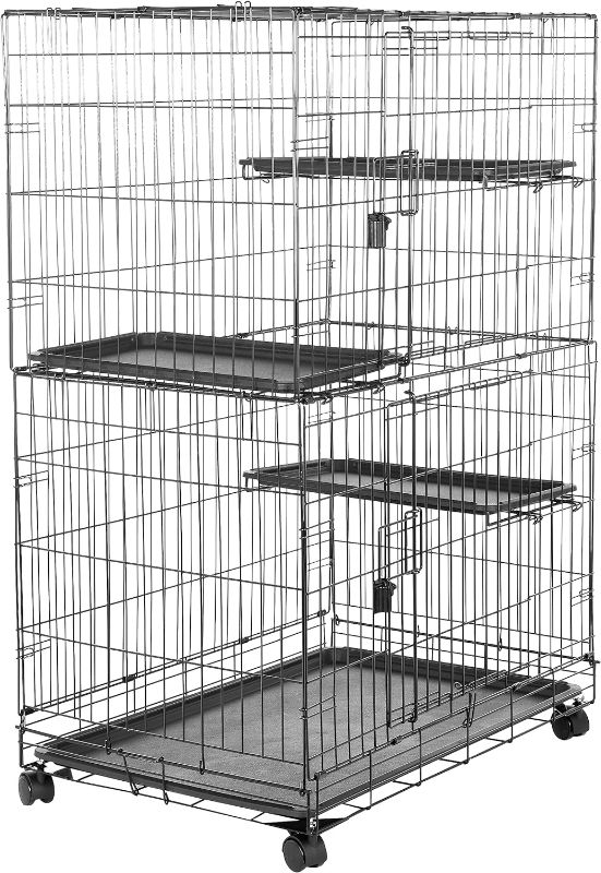 Photo 1 of ****READ NOTES BELOW***Amazon Basics Large 3-Tier Cat Durable,Pliable Cage Playpen Box Crate Kennel - 35.8"L x 22.4"W x 50.6"H, Black
