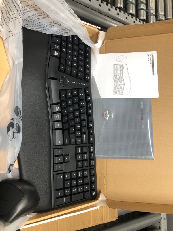 Photo 1 of MEETION Ergonomic Wireless Keyboard and Mouse, Ergo Keyboard with Vertical Mouse, Split Keyboard with Cushioned Wrist, Palm Rest, Natural Typing, Rechargeable, Full Size, Windows/Mac/Computer/Laptop