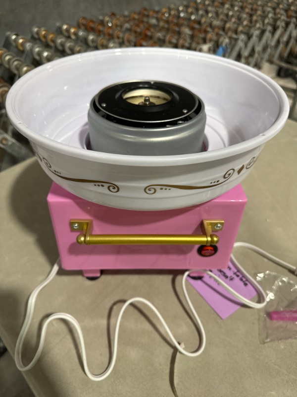 Photo 2 of ***PARTS ONLY READ NOTES***Nostalgia Retro Countertop Cotton Candy Machine, Vintage Candy Maker Includes 2 Reusable Cones & Scoop, Pink1014025284
