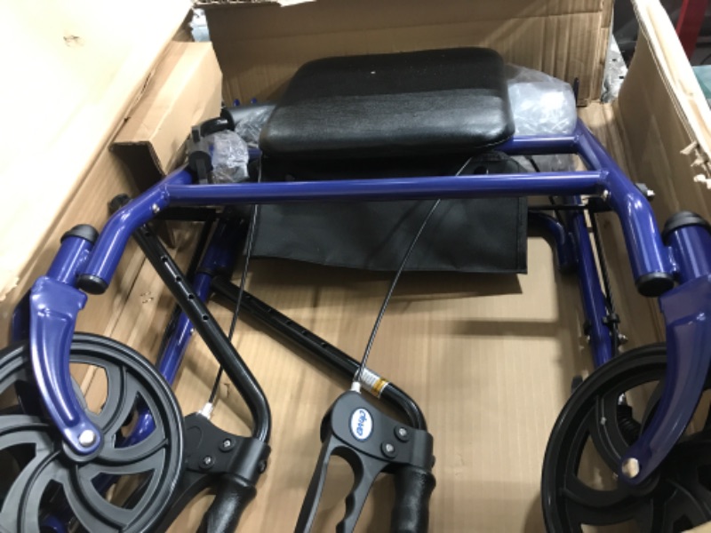 Photo 3 of Drive Medical 10257BL-1 4-Wheel Rollator Walker With Seat & Removable Back Support, Blue