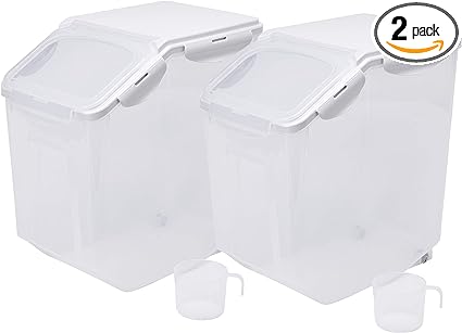 Photo 1 of 5 Liter / 30 lbs Rice Storage Container with Measuring Cup, BPA free, For Rice | Grain | Pet Food | Flour, 2 counts, Clear