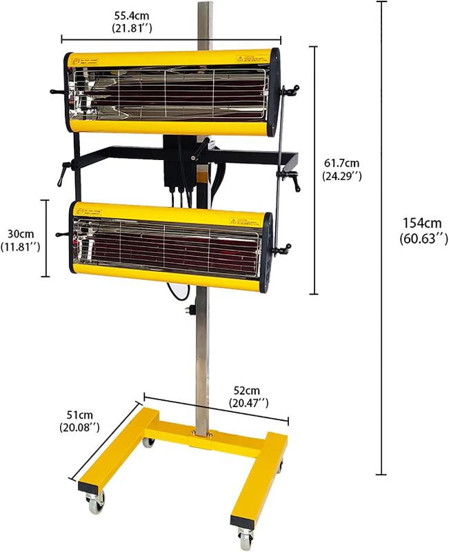 Photo 3 of (READ FULL POST) Solary Infrared Paint Curing Lamp, 2100W 110V Short Wave Infrared Paint Heater Lamp, Auto Body Heat Lamp with Smart Timer, Movable and Height Adjustable(Yellow)