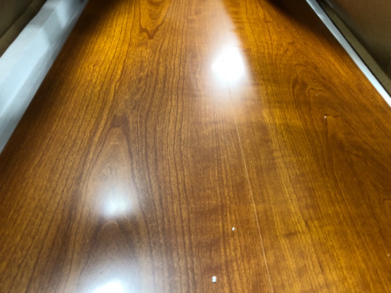 Photo 1 of Extra Long Desk with Bookshelf - 63 Inches Home Office Work Study Extra Long Table, Wooden 2-Person Computer Workstation with Storage Shelf in Walnut, 63" W x 20" D 63"W20"D Walnut