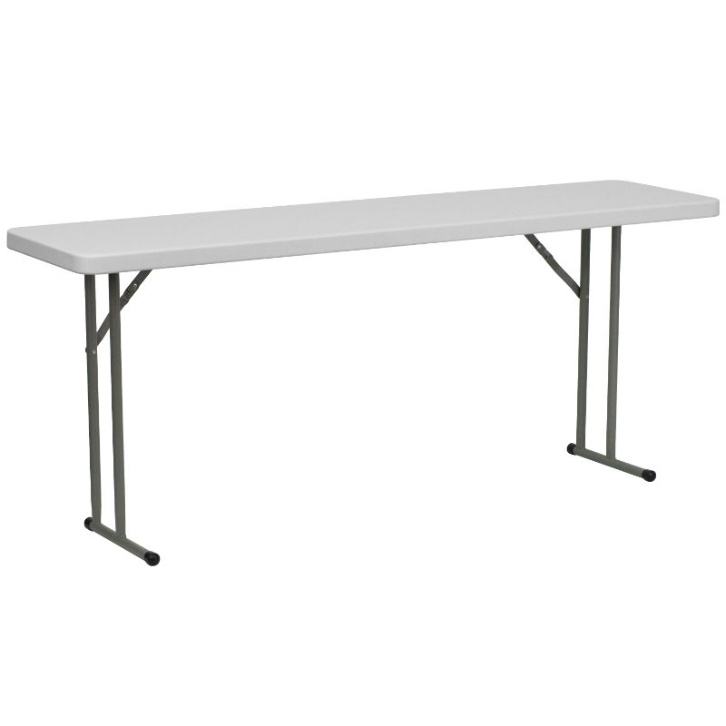 Photo 1 of 2PC, Flash Furniture 6' Rectangular Plastic Folding Training and Event Table, Granite White
