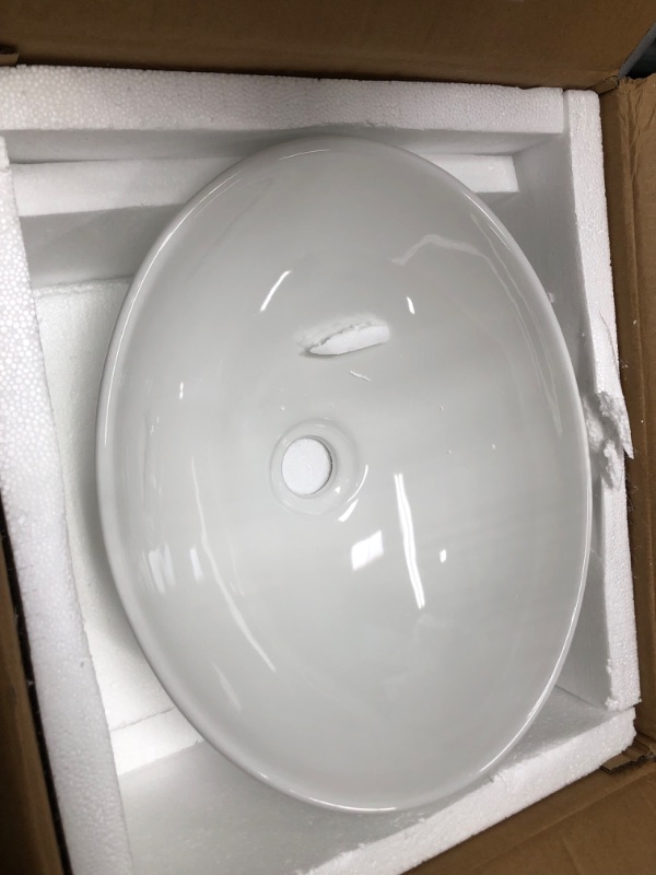 Photo 2 of **SEE NOTES**Bathivy Oval Bathroom Vessel Sink, 16'' x 13'' Modern Above Counter Vanity Bowl, Small White Porcelain Art Basin Sinks with Pop Up Drain Combo
