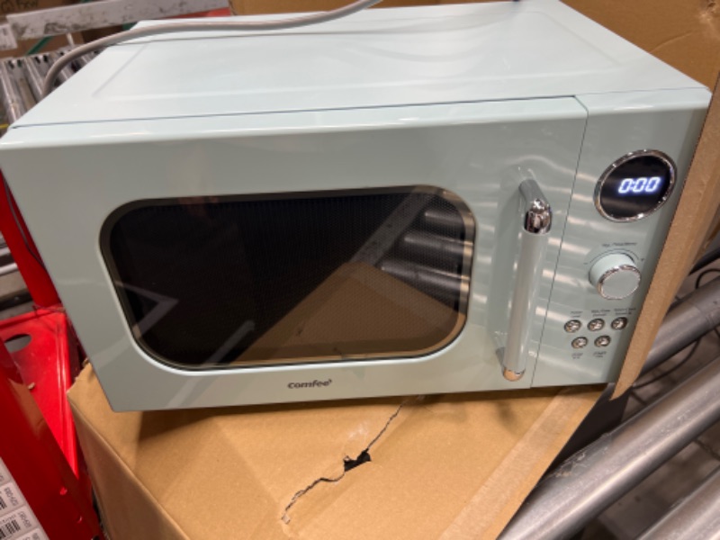 Photo 2 of COMFEE' Retro Small Microwave Oven With Compact Size, 9 Preset Menus, Position-Memory Turntable, Mute Function, Countertop Microwave Perfect For Small Spaces, 0.7 Cu Ft/700W, Green, AM720C2RA-G Green 0.7 Cu Ft