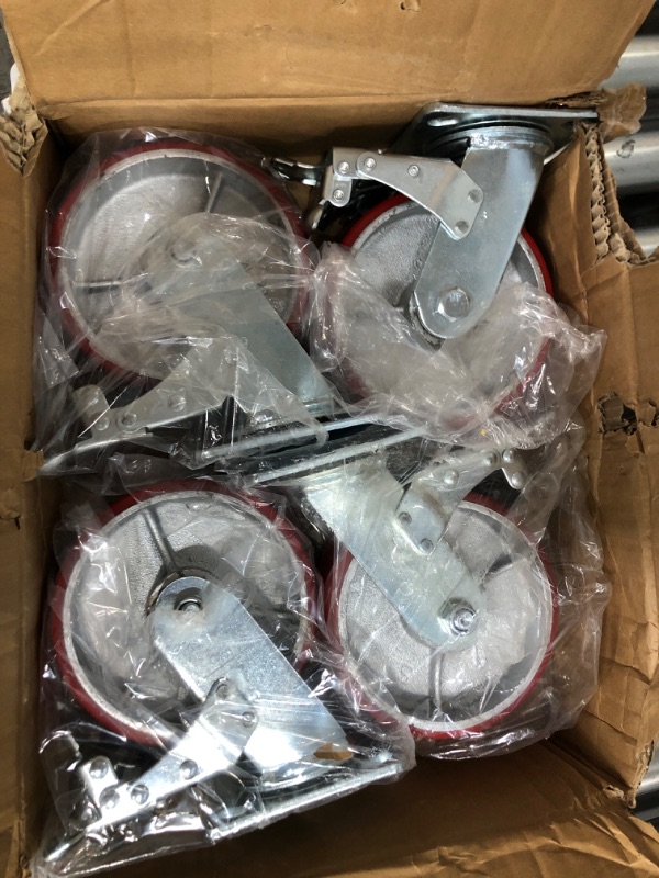 Photo 2 of Casters Set of 4 Heavy Duty 6 inch Caster Wheels - ASRINIEY Locking Casters with No Noise Polyurethane on Steel Wheels, Swivel Plate Caster with Brake for Toolbox Workbench, 5000 lbs Total Capacity 4 6" X 2" 4Pack with Brake