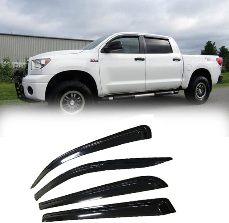 Photo 1 of 94309 Original Side Window Wind Deflector,4pcs Outside Mount Tape-On Nice Sun Rain Guards Set,Window Visor fit for 2007-2020 Toyota Tundra Crewmax Cab with 4 Full Size Doors