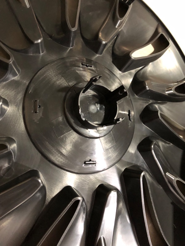 Photo 4 of ***ONE OF THE WHEELS IS DAMAGED AND WON'T ATTACH - SEE PICTURES***
YIZBAP 4PCS Tesla Model Y Wheel Cover - 19 Inch Symmetrical Matte Black Hubcaps (UberTurbine Style) Fit for 2020-2023 Model Y (with 4 Center T Caps)