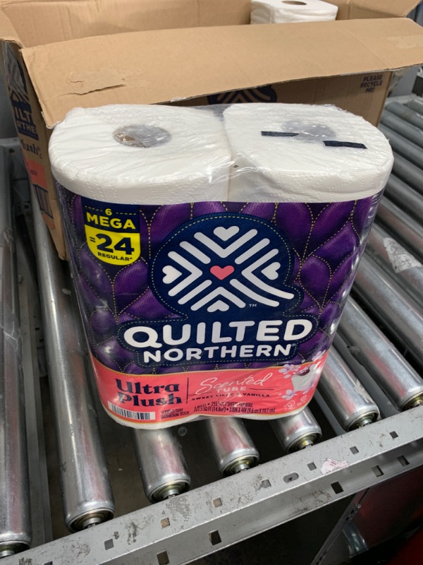 Photo 2 of Quilted Northern Ultra Plush® Toilet Paper with Sweet Lilac & Vanilla Scented Tube, 6 Mega Rolls, 3-Ply Bath Tissue