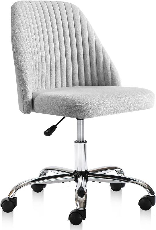 Photo 1 of  Armless Office Chair Cute Desk Chair, Modern Fabric Home Office Desk Chairs with Wheels Adjustable Swivel Task Computer Vanity Chair for Small Spaces
(Stock Photo for Reference)