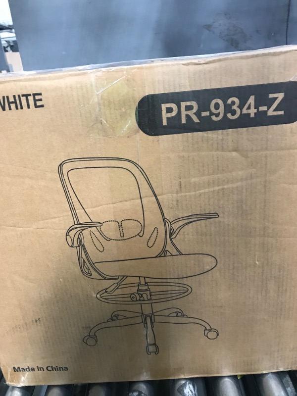 Photo 2 of ***USED - LIKELY MISSING PARTS - UNABLE TO VERIFY FUNCTIONALITY***
Primy Drafting Chair Tall Office Chair with Flip-up Armrests Executive Ergonomic PR-934-Z White