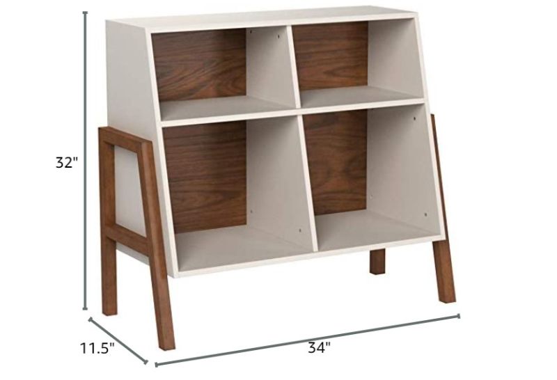 Photo 3 of (READ FULL POST) Nathan James Telos 4-Cube Organizer, Storage Open Cubby Shelf with Angled Design, Wood, Brown/White Brown/Glossy White 1 Cabinet